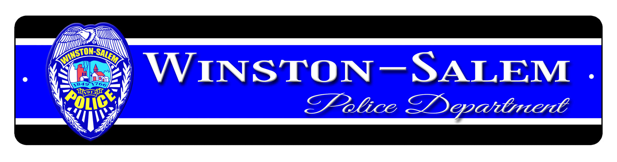 Winston-Salem Police Department Blue Line Aluminum License Plate