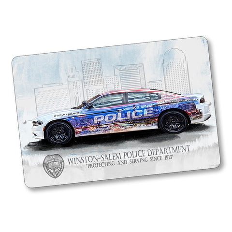 WSPD Recruiting Unit Dodge Charger Patrol Car 8x12" Aluminum Sign